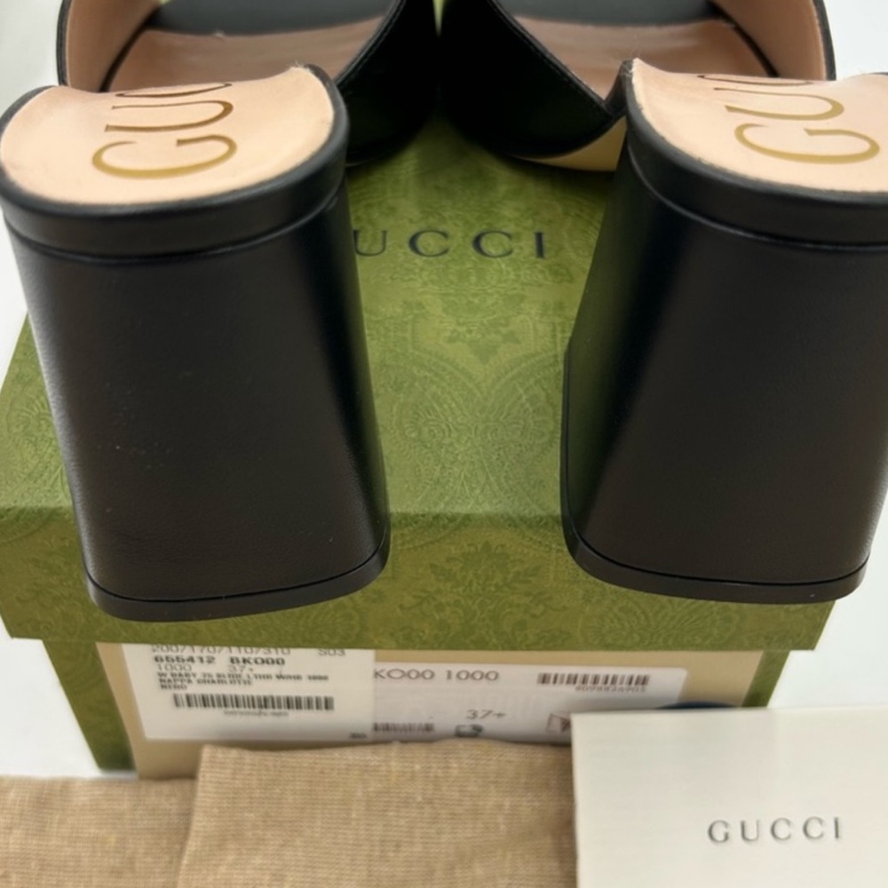 Women's Gucci Leather Mules with Gold Horsebit - Picture 9 of 9
